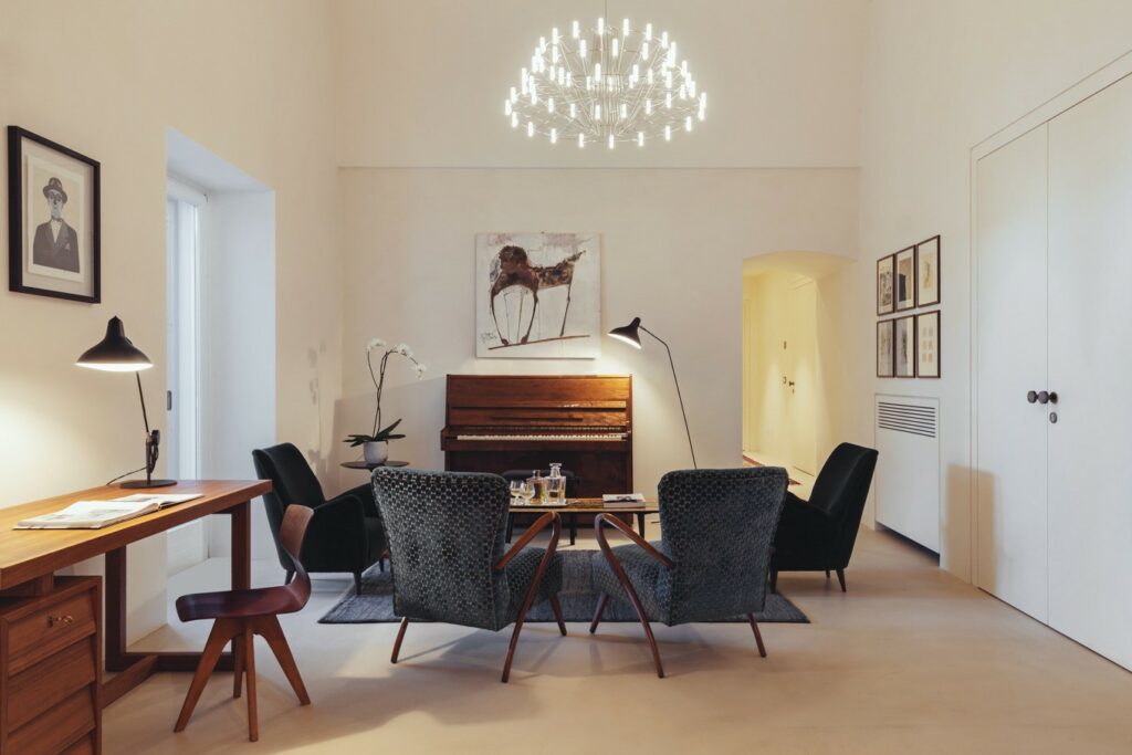 Villa di design in stile moderno con parquet a Matera per foto, video, eventi